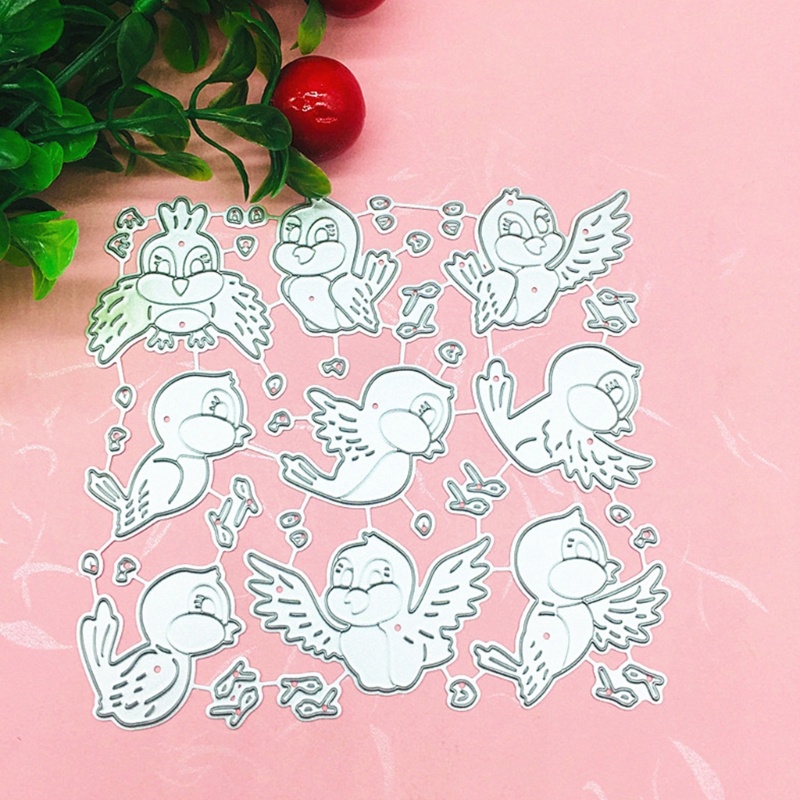 Cetakan Stensil Cutting Dies Motif Burung Kecil Bahan Metal Untuk Scrapbook / Craft DIY