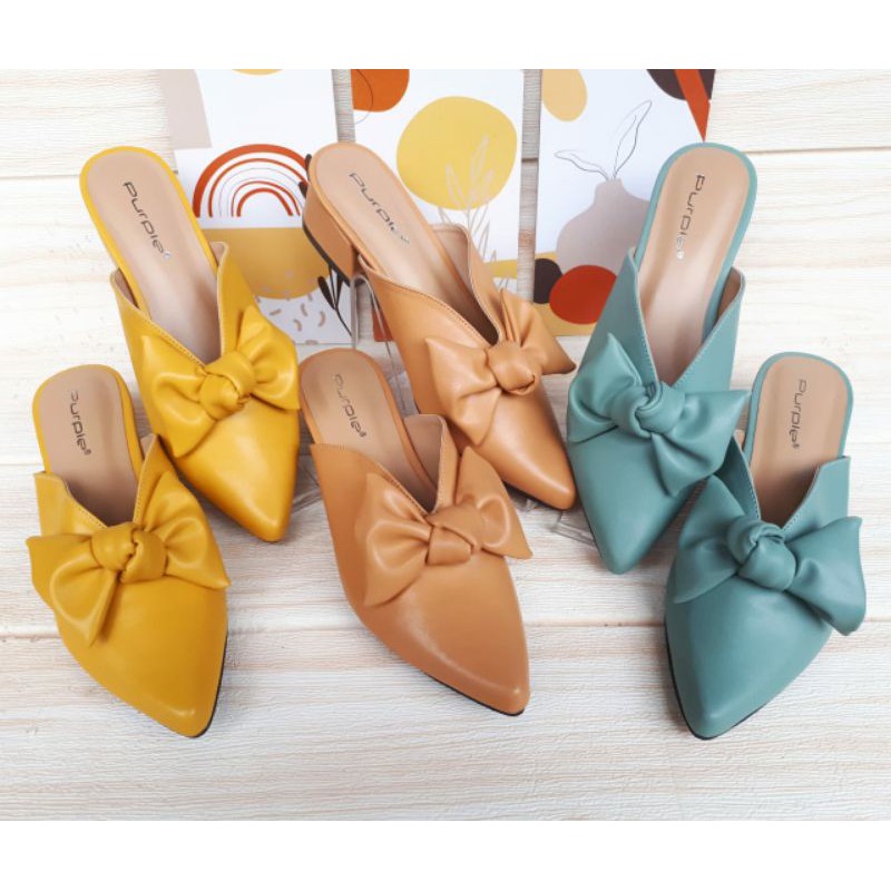 SENDAL PURPLE PREMIUM - SENDAL SLIP WANITA PITA NUDE