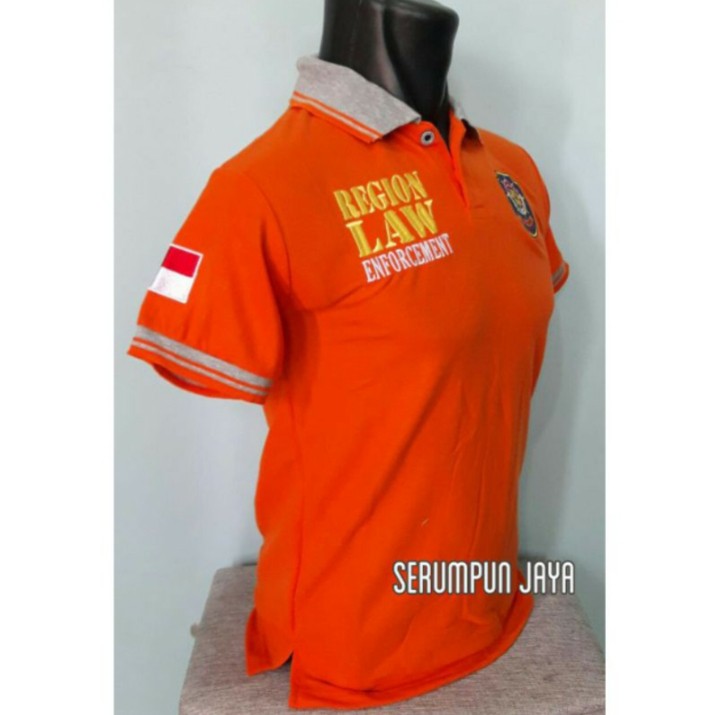 KAOS SATPOL PP ORANGE - KAOS KERAH SATPOL PP ORANGE LENGAN PENDEK FULL BORDIR