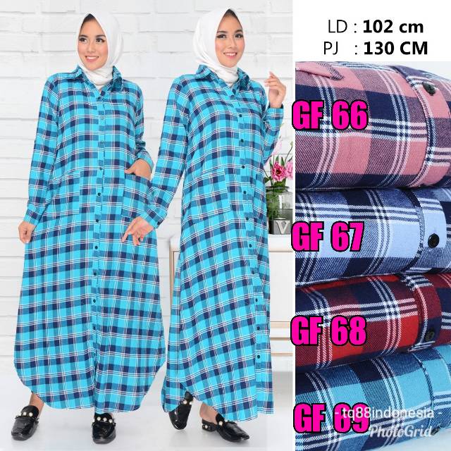 Gamis flanel/gamis kotak kotak/maxi kotak/gamis/maxi/long dress/long dress kotak