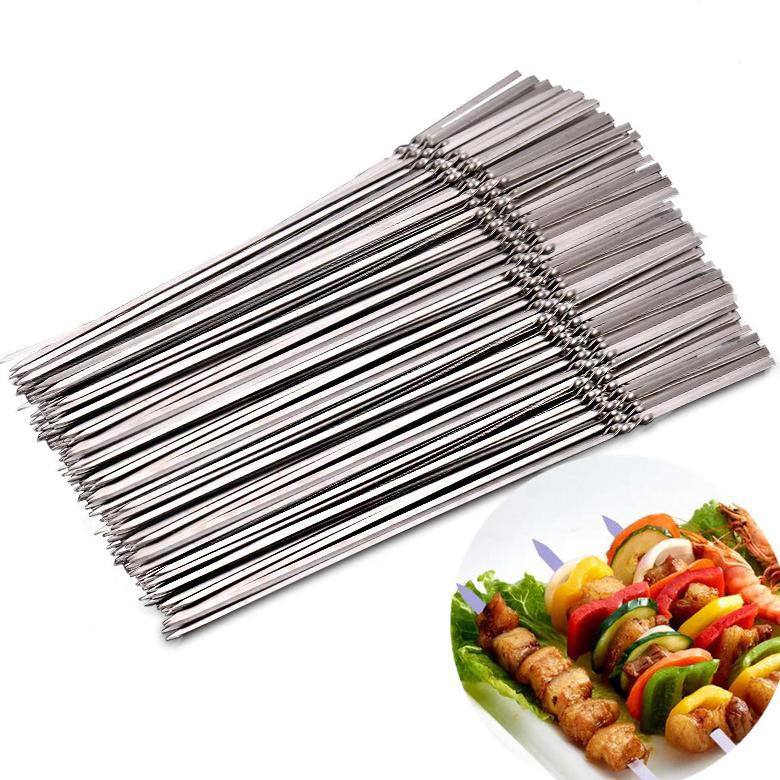 Alat Tusuk Sate Bbq Needle Reusable Stainless Steel Round 33Cm 1 pcs