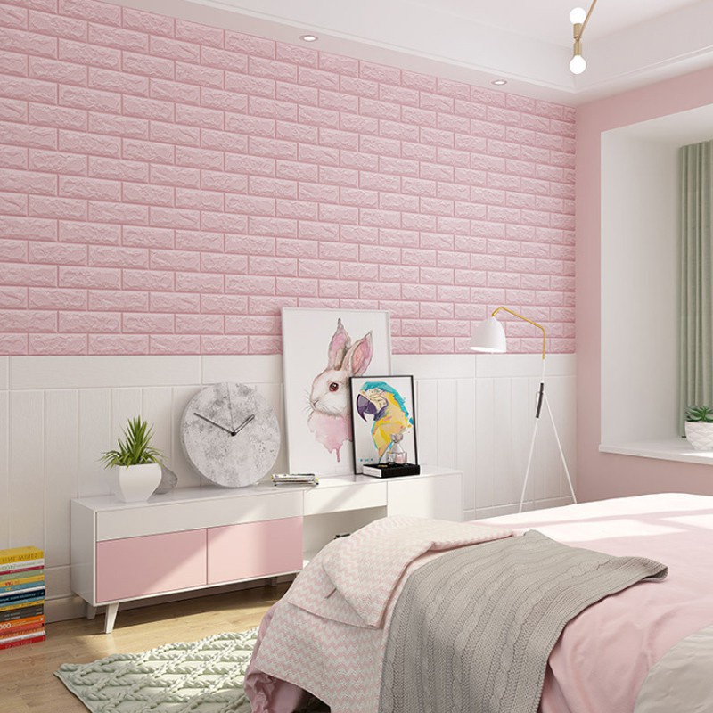 【WR】Wallpaper Dingding 3D Foam Motif Batu Bata Dekorasi Dinding Kamar Murah-1