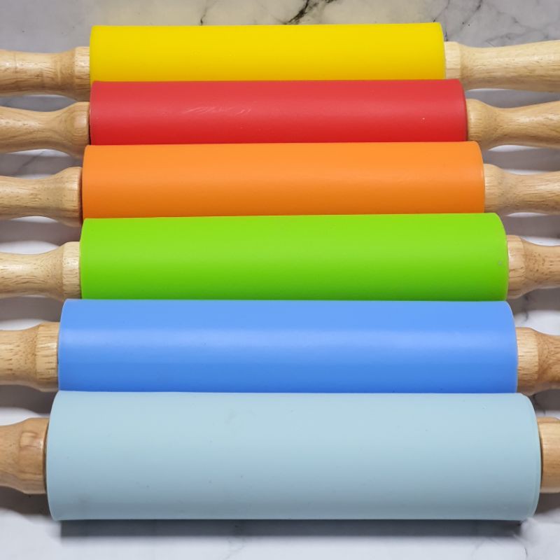 rolling pin silicon gagang kayu 38cm / alat gilas adonan kue