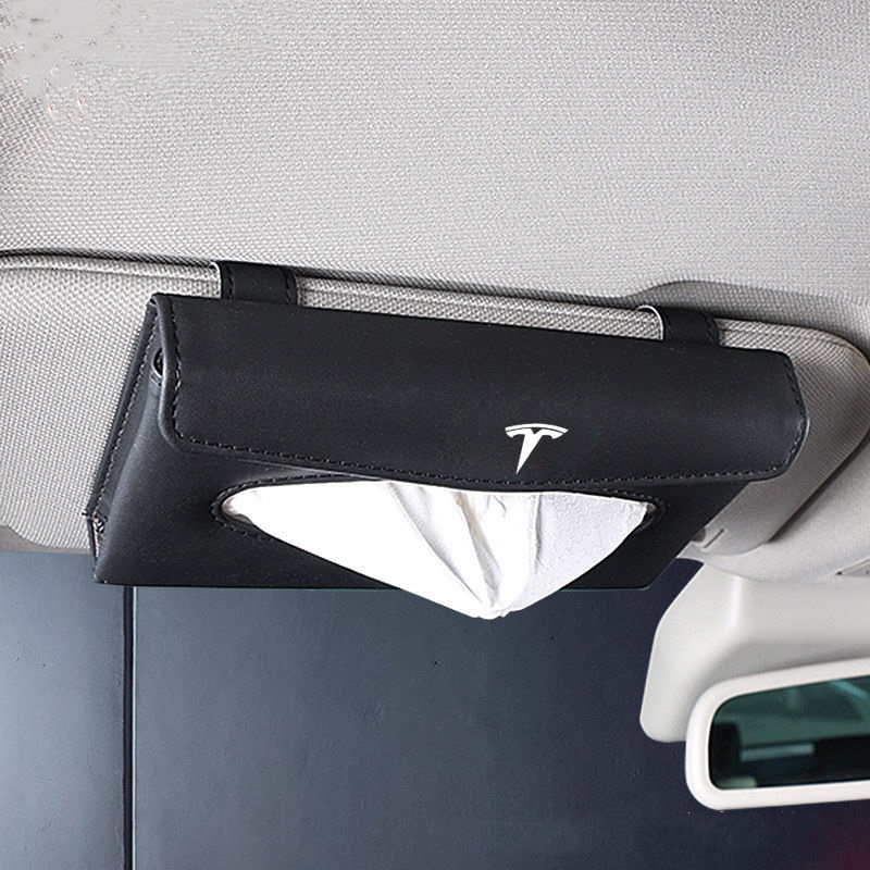 G-club Kotak Tisu Bahan Kulit PU Untuk Sun Visor Mobil Tesla