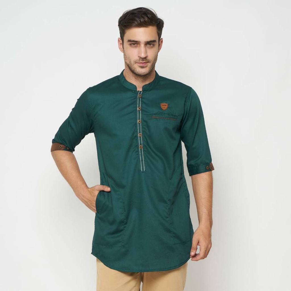 Koko kurta pakistan lengan 3/4 Koko pria Baju koko model kurta bahan katun toyobo 3 Kantong Aktif