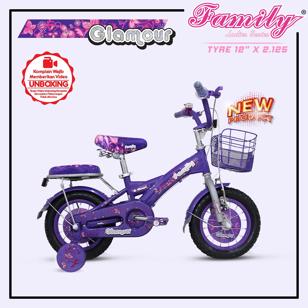 Sepeda Anak Roda Dua Family Mini Glamour 12 inch