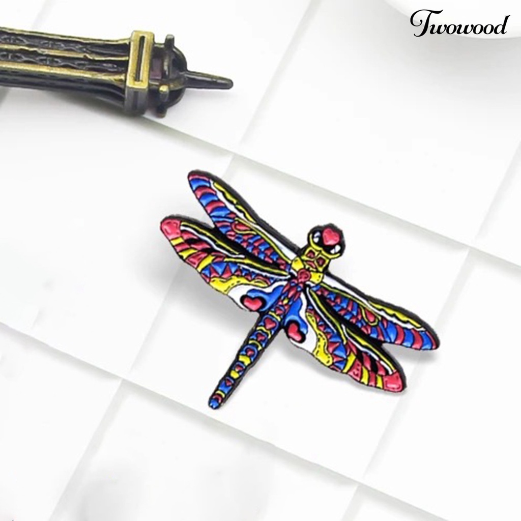 Twowood Dragonfly Shape Multicolored Lapel Pin Alloy Vivid Funny Collar Brooch Badge Backpack Accessories