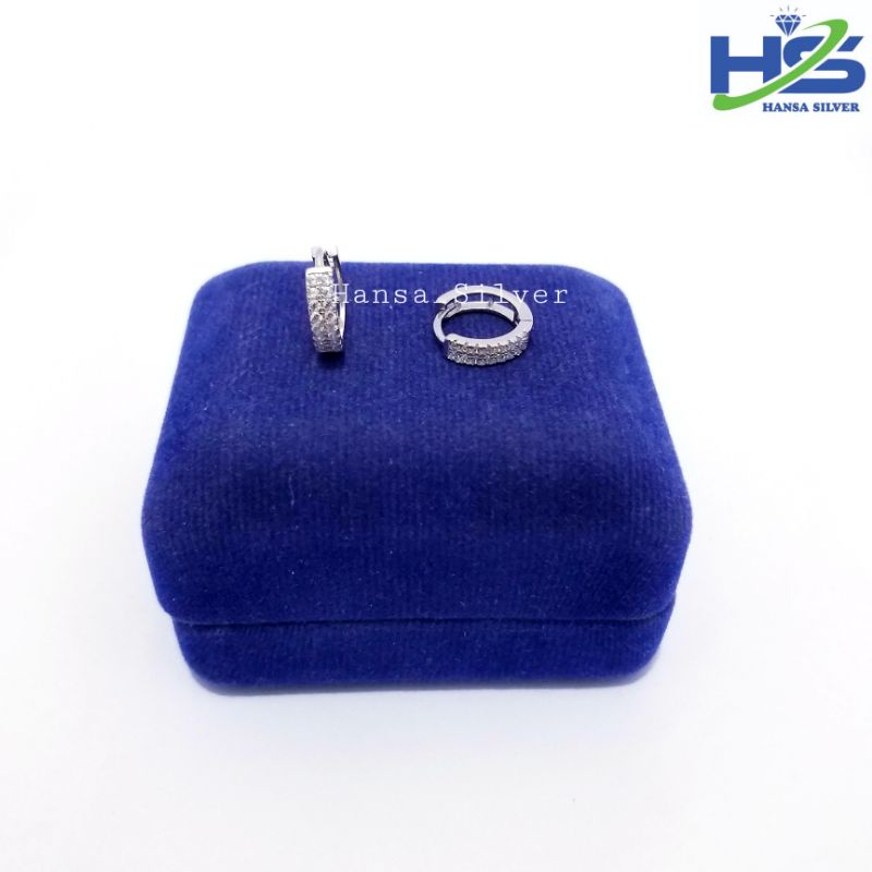 Anting Perak Asli Silver 925 Lapis Emas Putih Model Jepit 4 3 2 Baris Permata - Anting Wanita Anti Karat