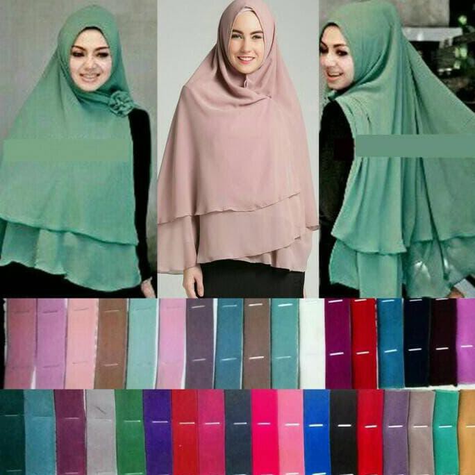 TERLARIS Khimar hijab Jilbab Ceruti Jumbo Instan 2 layer - Putih ○