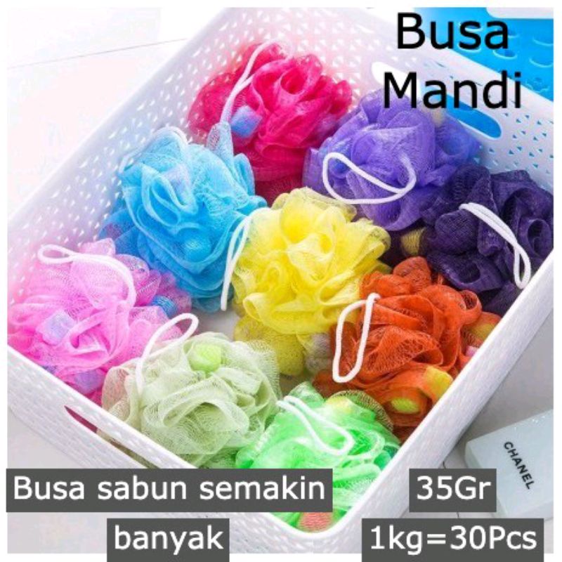 Sponge Busa Mandi Bulat Bunga Warna Warni / Sabut Mandi Spons Mandi Kepang