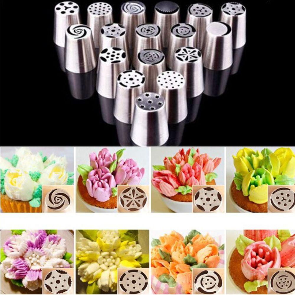 Solighter Icing Piping Nozel DIY Bakery Pastry Tips Alat Dekorasi Kue Stainless Steel Aksesoris Dapur Rusia Nozzle