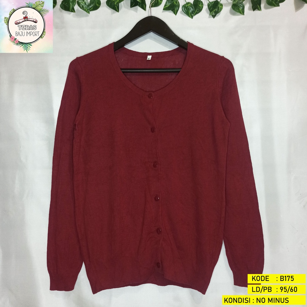 Atasan Wanita Thrift Cardigan Sweater Rompi Rajut Motif Batwings Sulam Ketupat Balon Murah-B175