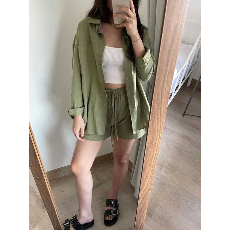 Eria Linen Set-Olive