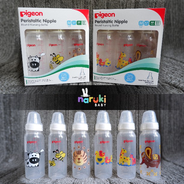 Paket Botol Susu Pigeon 240ml Peristaltic Nipple Paket Hemat 3 pcs