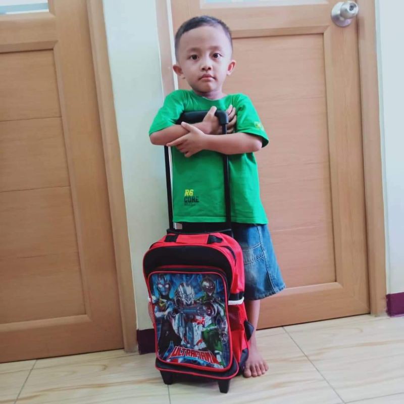 Tas troli anak laki laki sekolah SD TK paud / tas dorong / tas ransel dorong sekolah TK SD anak cowok by zellshop