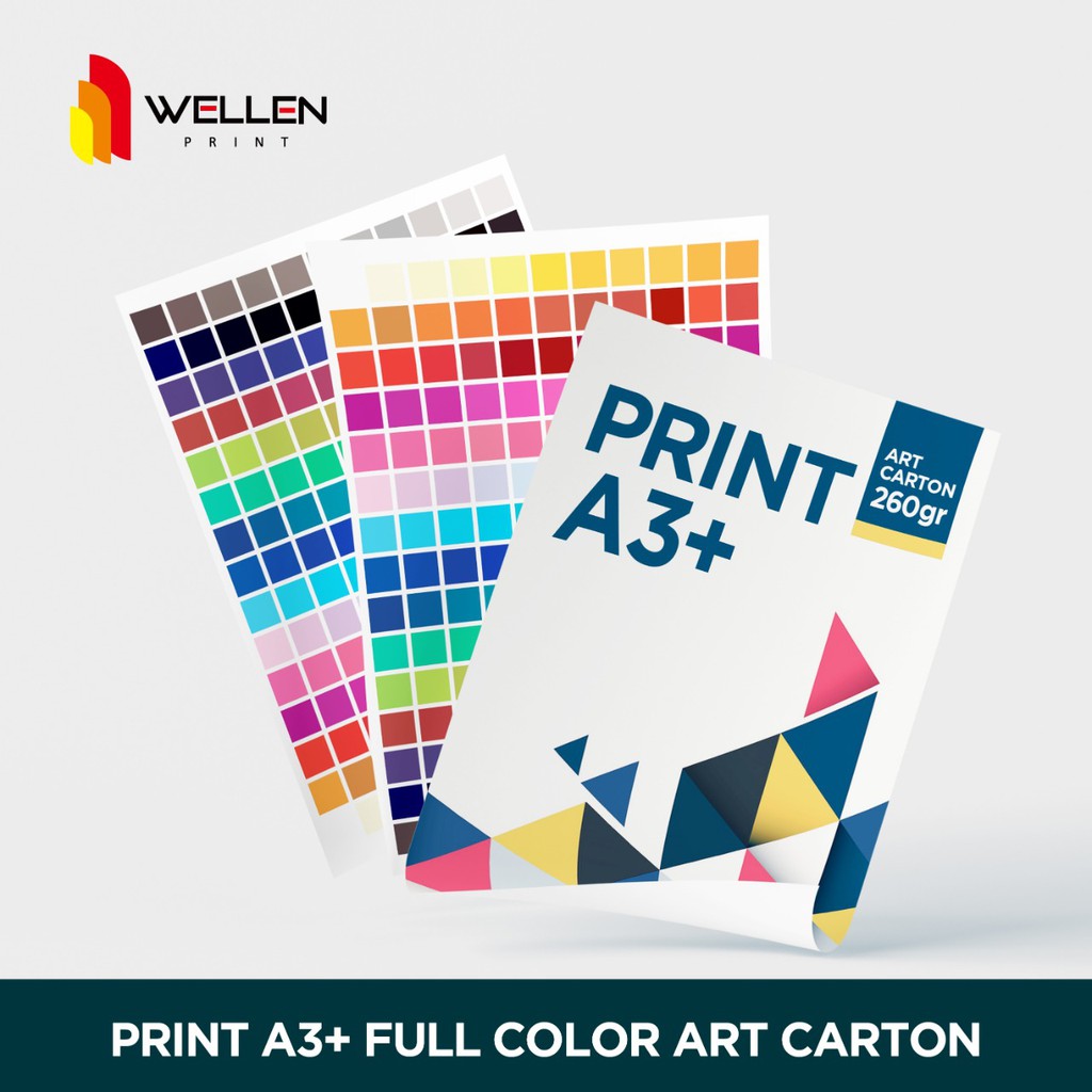 

WELLEN PRINT - Cetak Kertas AC 260 Gsm / Print Art Carton 260 Gr Ukuran A3 + Full Colour Potong Kotak