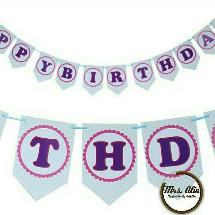 Banner Ulang Tahun Putih Polkadot / Banner Ulang Tahun / Banner HBD