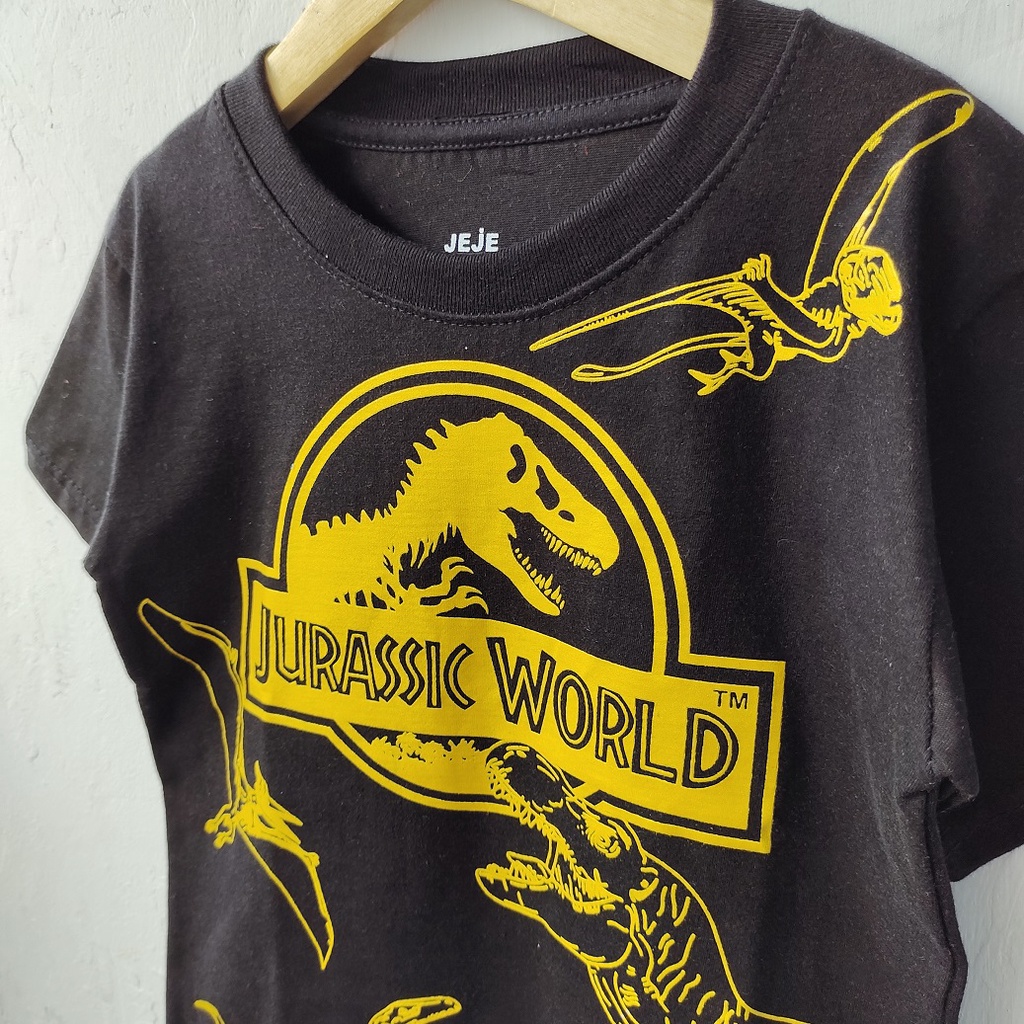 Kaos anak jurasic world glitter emas