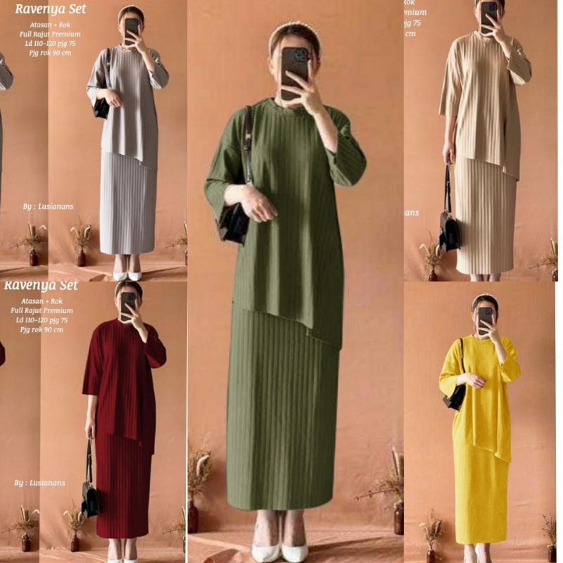 YKB SET RAJUT RAVENYA / SET OVERSIZE / SET JUMBO / SETELAN ROK / SET FASHION - SET RAJUT WANITA / ST