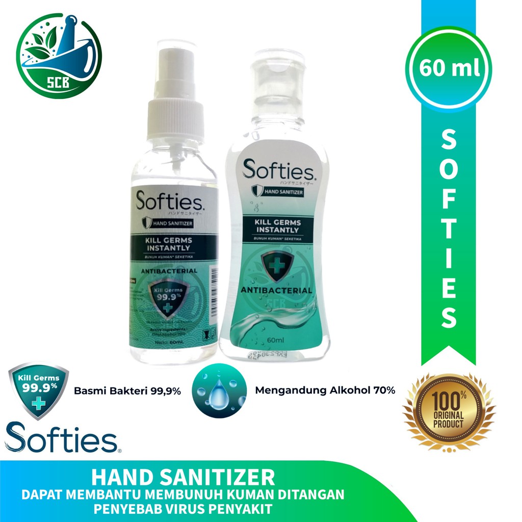 Softies Hand Sanitizer Antiseptik 60 ml - Handsanitizer Antibacterial Varian
