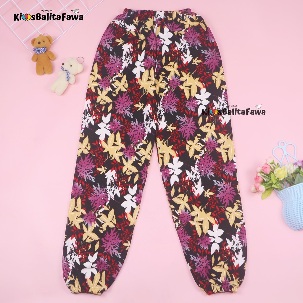 Jogger Bunga uk 10-12 Tahun / Celana Panjang Scuba Premium Anak Perempuan Joger Pants Import Cewek