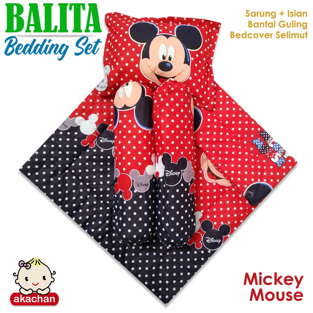 BALITA Bedding SET Bed Set Toddler Bedcover Selimut Bantal Cover Guling Alas Tidur td akachan