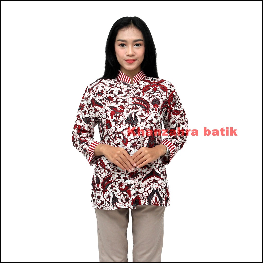 Atasan Batik Wanita - Blouse Batik Wanita - Seragam Batik Wanita S-M-L-XL-XXL-3L-4L-5L Batik Modern-B