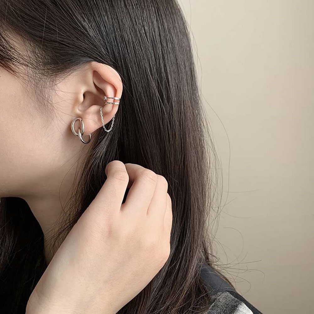 Anting Klip Tanpa Tindik Model Double Layer Untuk Pria Dan Wanita