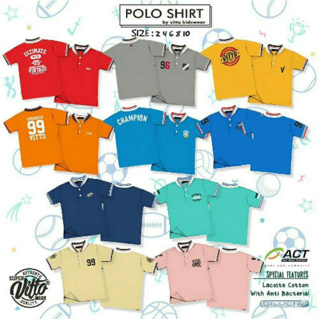 Polo Anak  Vitto  Kidswear  Kaos lengan pendek laki cowok 