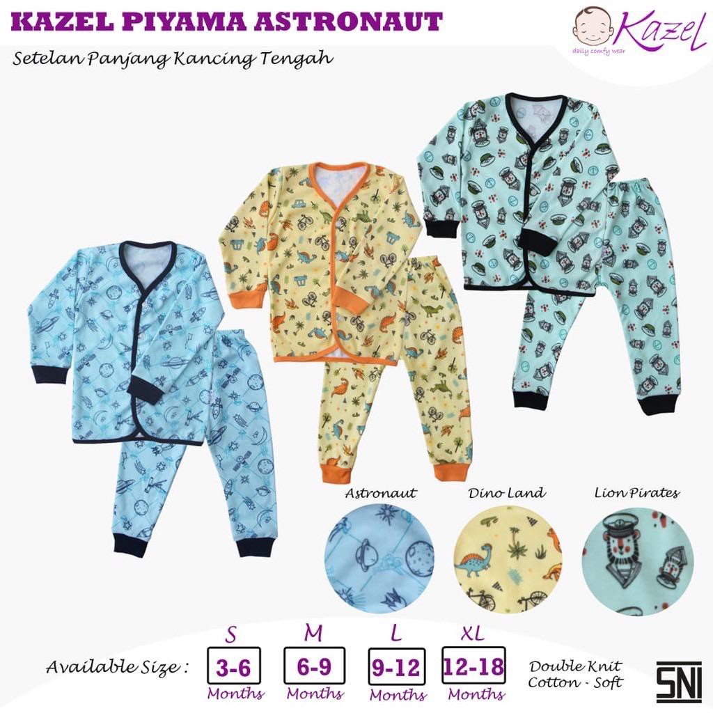 CUCI GUDANG PROMO Kazel Setelan Piyama SAFARI / ASTRONOT/ SEALIFE/ BAJU BAYI Kancing Depan Kancing Oblong Astronaut KAZEL CAR