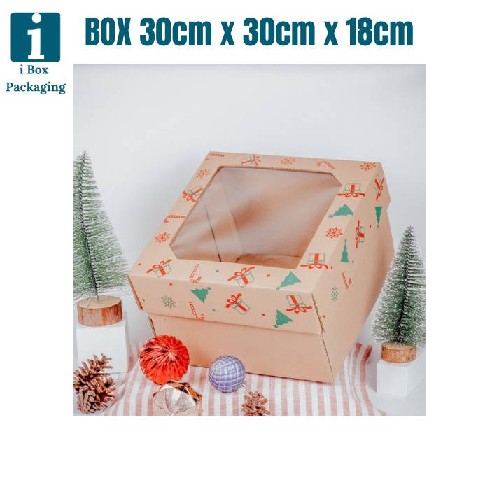 

[ 10 Pcs ] Dus Natal Box Lapis Legit Kotak Kue Cake Pudding Bon Appetit Packaging Hampers Parsel Kado Xmas Dus 30x30x18cm