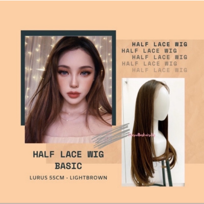 HALF LACE WIG BASIC AKEMI - LURUS 60cm ( HLW BASIC ) WIG RAMBUT PALSU PANJANG -preloved