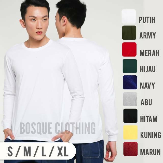 WAFIE Kaos Polos Lengan Panjang Rib Putih 100% Cotton Combed 30S  Pria dan wanita ( S -XXL)