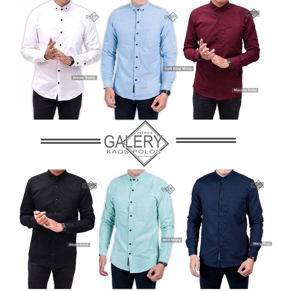 Ⓝxvf-648 Kemeja Pria Polos Fashion Maikel Katun Strit LD100 PJ70 Allsize M L XL Kerja Formal TERBARU