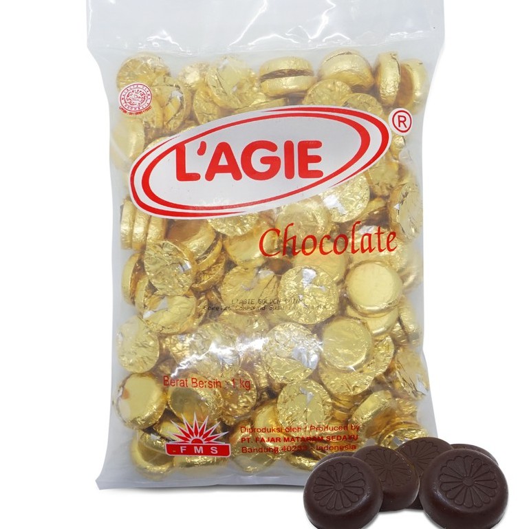 Cokelat Coin LAGIE isi Kismis Makanan Coklat Koin Emas 1kg Chocolate Cemilan Enak