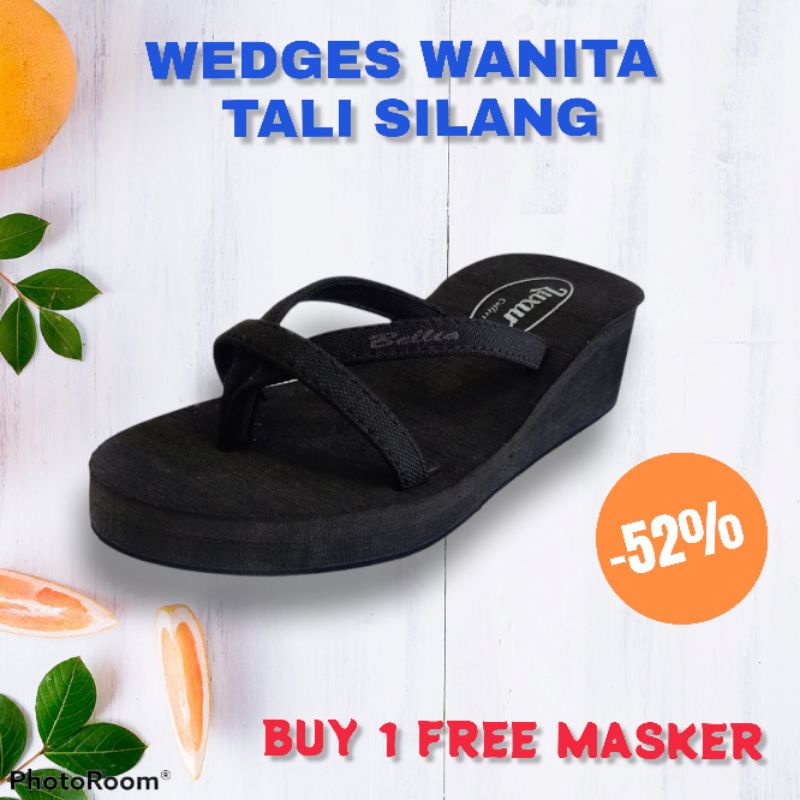 LUXURY - SANDAL WANITA SANDAL WEDGES WANITA JAPIT SILANG SANDAL JEPIT WANITA ( JAPIT SILANG)