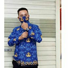 batik korpri terbaru 2023 Batik PNS KERAH BIRU KERAH HITAM LAPIS FURING