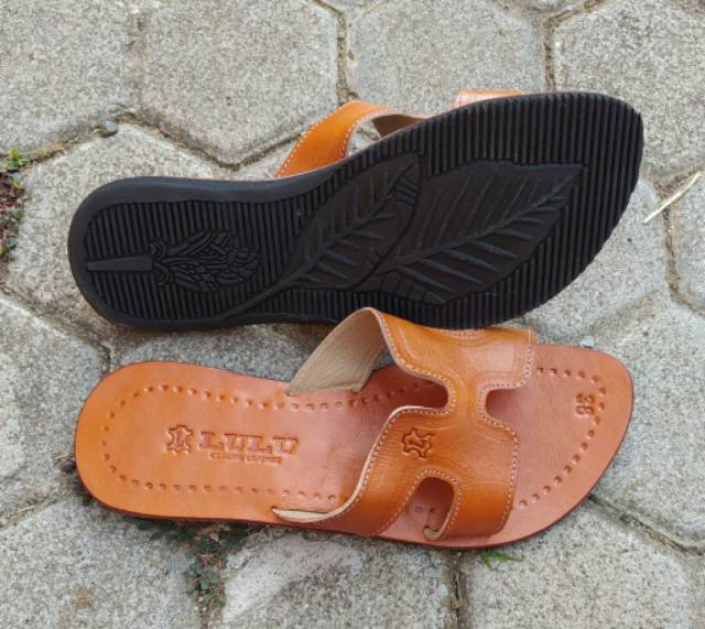 Raden Sandal Sendal Kulit Selop Wanita Cewek model H asli magetan