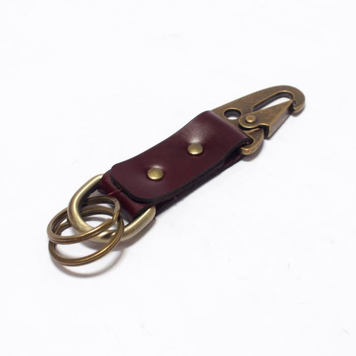 gantungan kunci kulit asli snaphook leather keychain coklat PHKC592