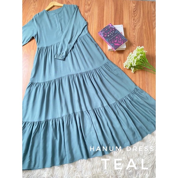 Hanum dress premium / dress polos / dress busui / gamis busui / dress rayon twill / dress hitam polos / BISACOD-TEAL
