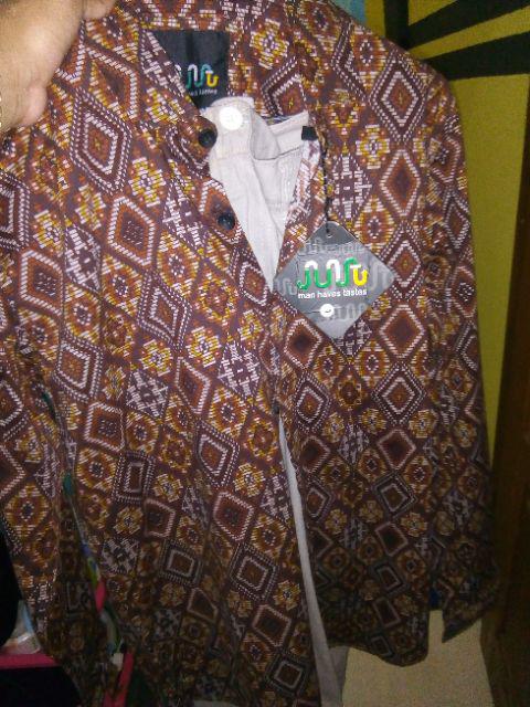 [ready Big Size] Babedo Kemeja Batik Pria Slim Fit Motif Diamond Premium Lengan Panjang