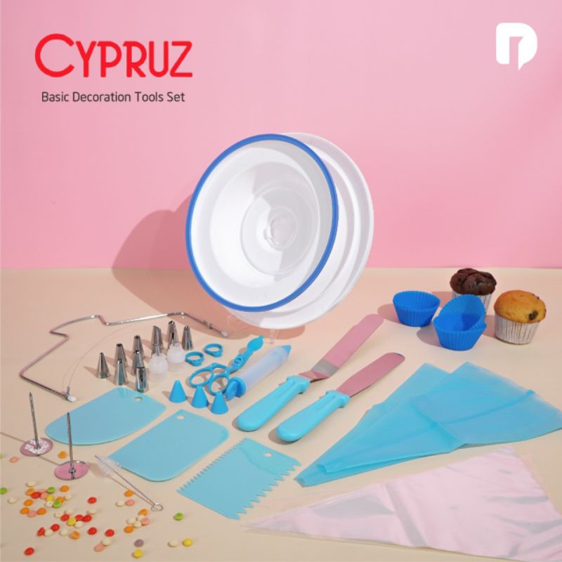 Cypruz Basic Decoration Tools Set Alat Dekorasi Kue Biru Putih