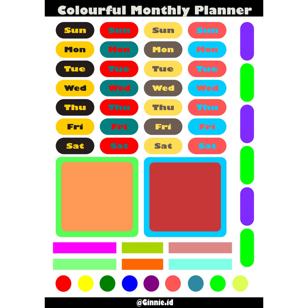 

Colourful Monthly Jurnal Sticker