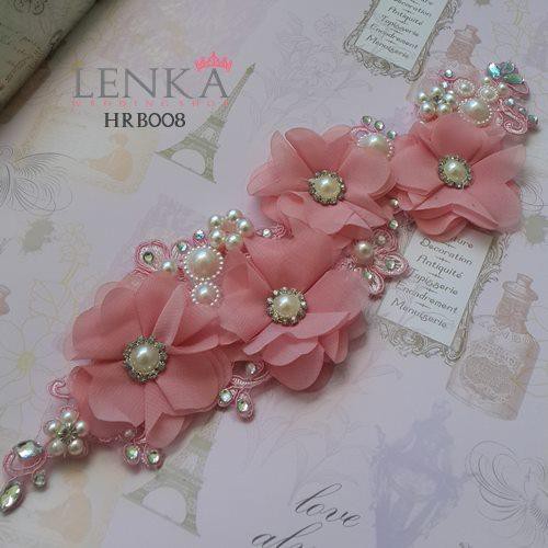 LENKA Aksesoris Wedding Pernikahan Pengantin Hairpiece Headpiece Pesta Hiasan Rambut Pink HRB008