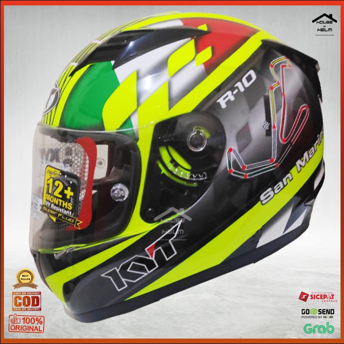 Helm Keren Helm Full Face Fullface KYT R10 Sanmarino R-10 San Marino GP Race Circuit Helm Full Face