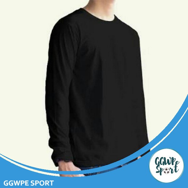 KAOS POLOS LENGAN PANJANG / LONGSLEEVE PRIA KATUN COTTON COMBED 30s WARNA HITAM / BLACK