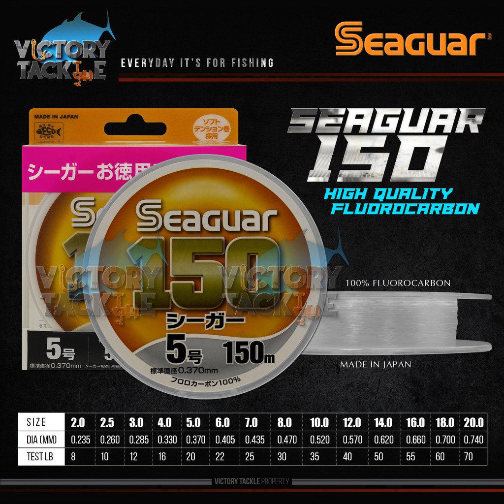 SENAR PANCING BENANG LEADER SEAGUAR 150 KUREHA FLUOROCARBON 150 METER MADE IN JAPAN