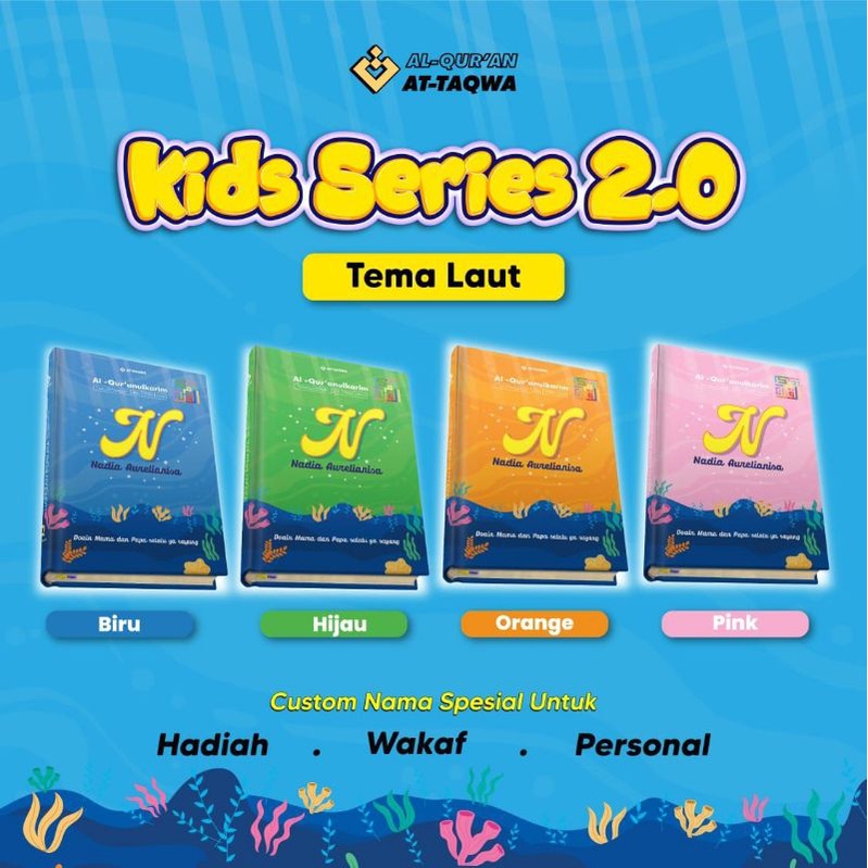 AlQuran A5 ATTAQWA KIDS LAUT Custom Nama Terjemah Perkata Latin