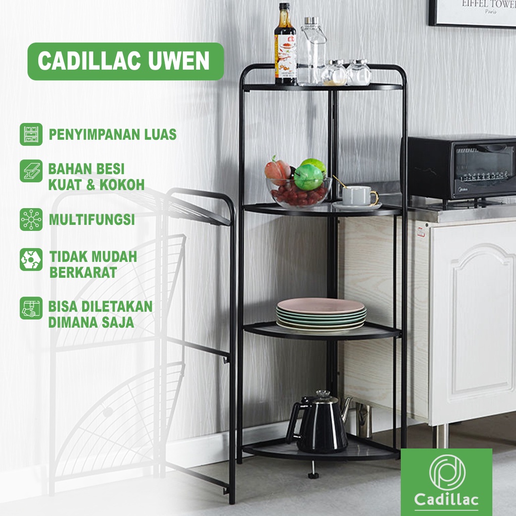 HomiHomi Cadillac Uwen Rak Sudut Segitiga Tempat Penyimpanan Serbaguna Metal Storage Rack CDLC007