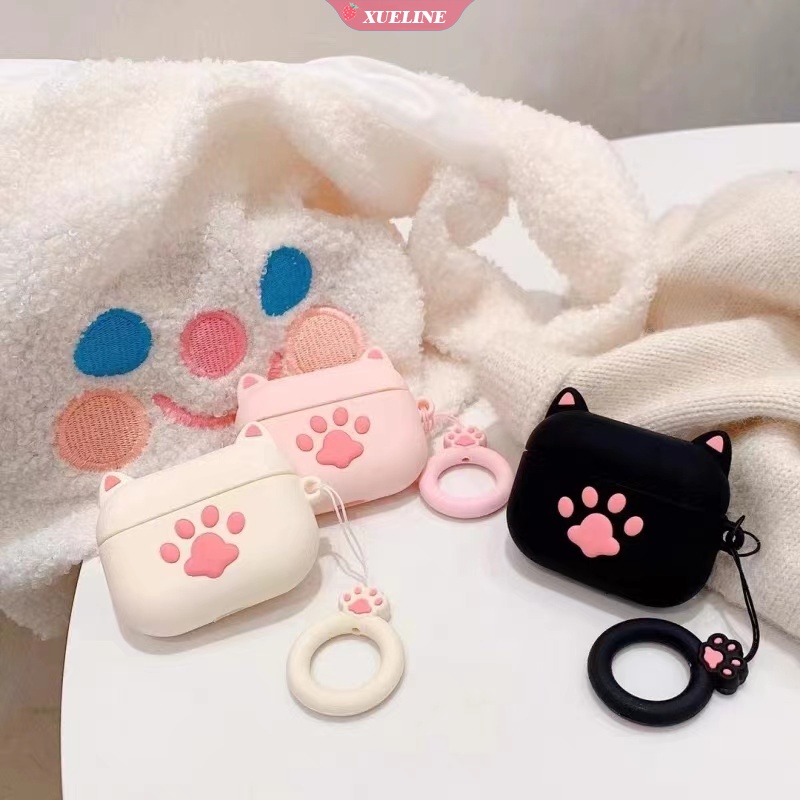 Casing Soft Case Silikon Bentuk Telapak Kaki Kucing Untuk AirPods 1 / 2 Pro